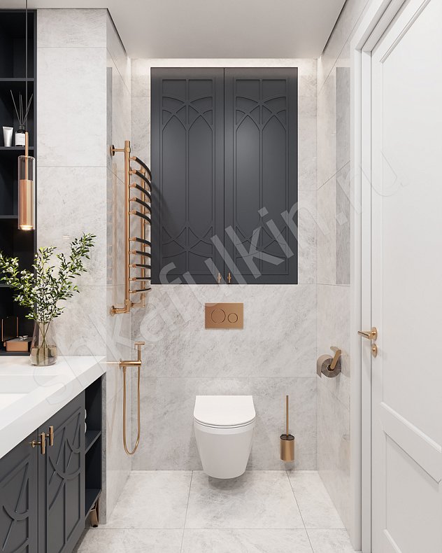 Мебель в ванную Стефани Серый Темные Неоклассика 2х створчатые  Для вещей 1