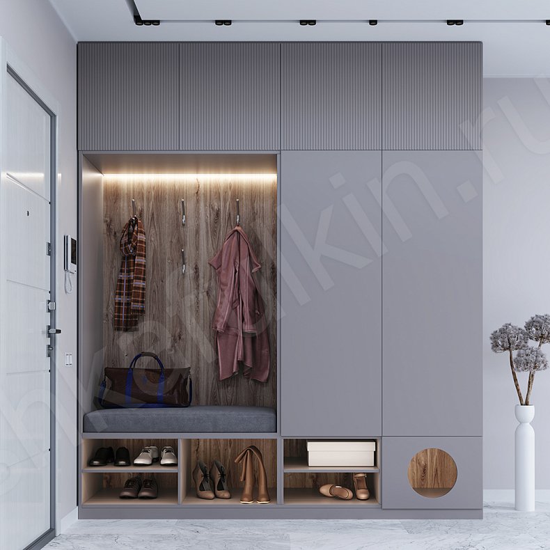 Изображение Прихожая Марсиус Светлые Серый Модерн 2х створчатые Прихожая Для вещей 1
