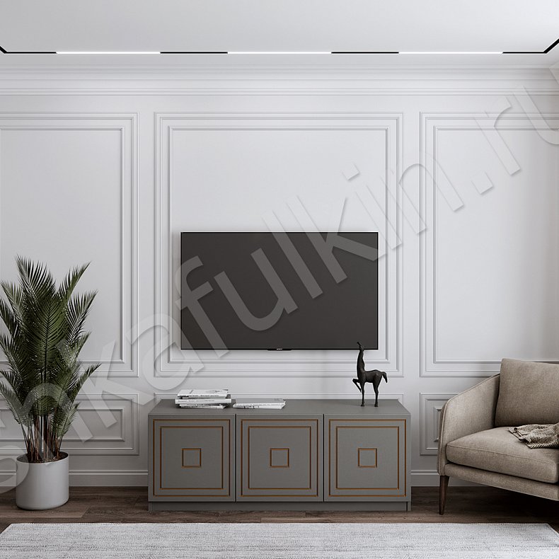 Изображение Гарнитур Дельта Золото Светлые Серый Модерн 4х створчатые Спальня Для вещей 1