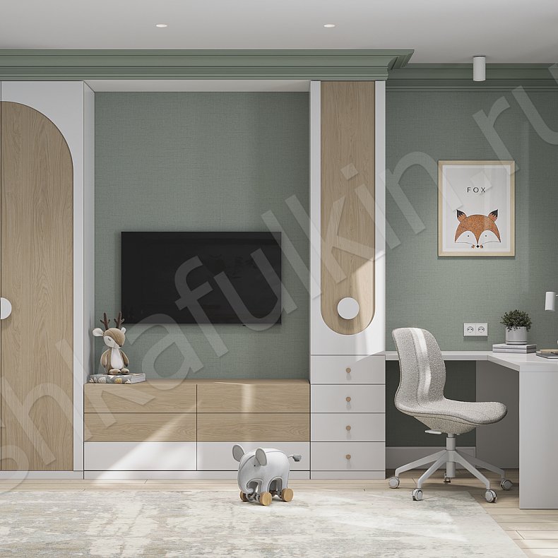 Детская Ламарк Светлые Современный 2х створчатые Детская Для вещей