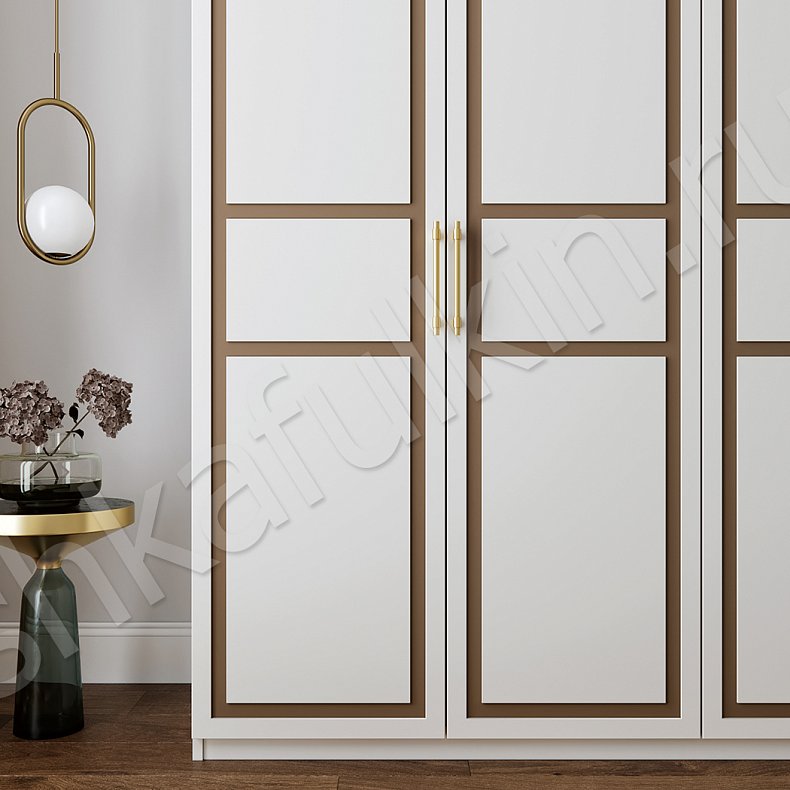 Изображение Шкаф Бруно Белый Светлые Серый Неоклассика 4х створчатые Гостиная Для вещей 7