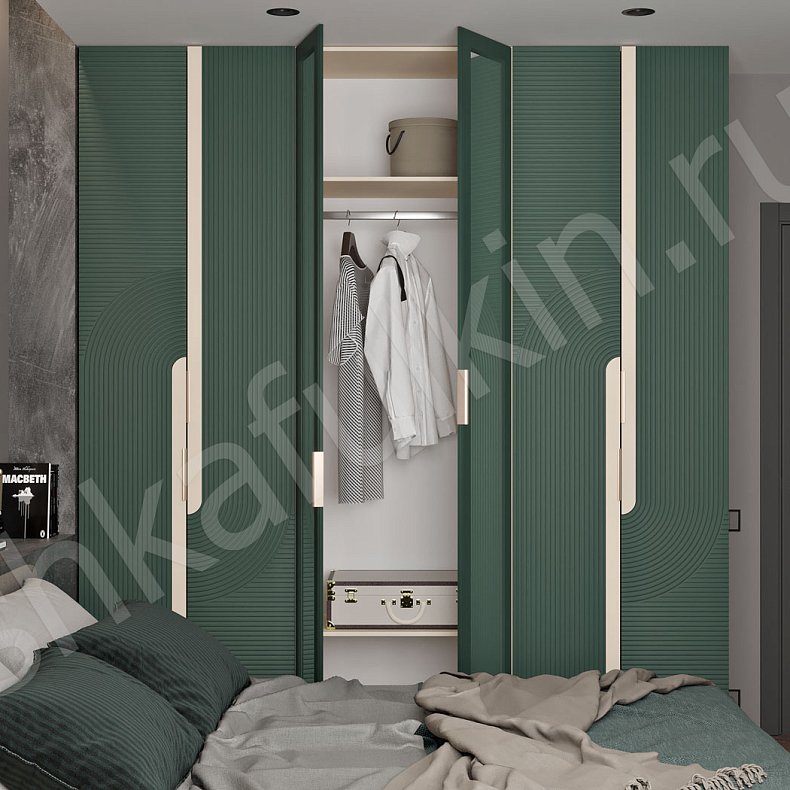 Шкаф Зингер Белый Цветной Светлые Зеленый Современный 6и створчатые Спальня Для вещей 14