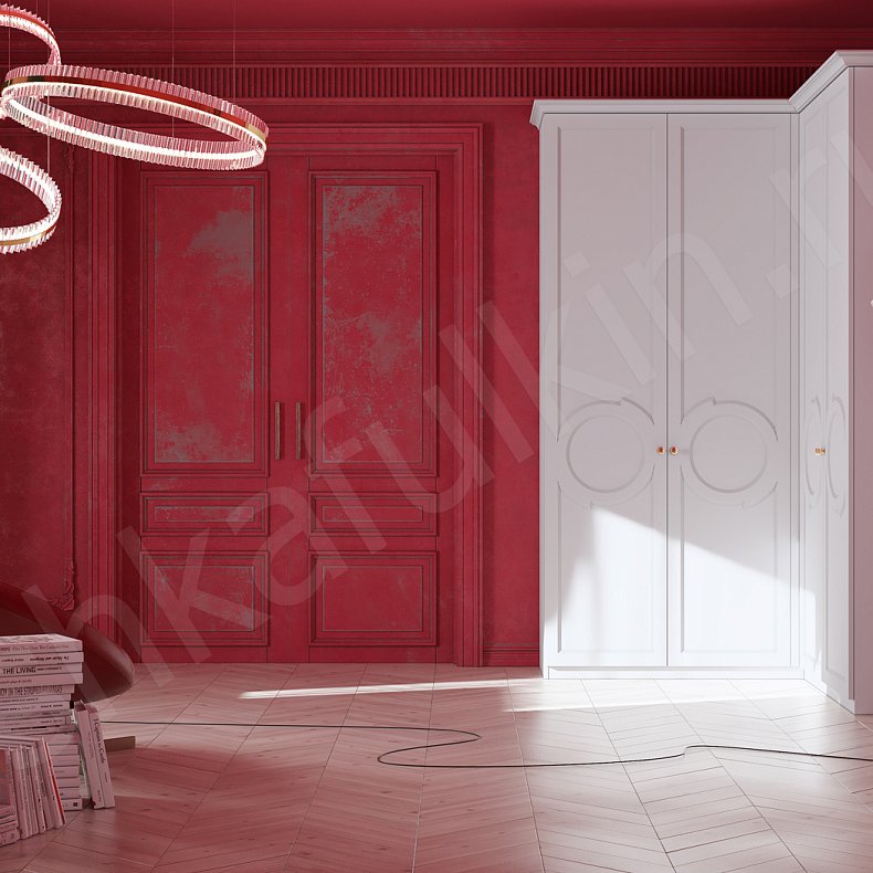 Изображение Угловой шкаф Монтерри Белый Неоклассика 4х створчатые Гостиная Для вещей 4