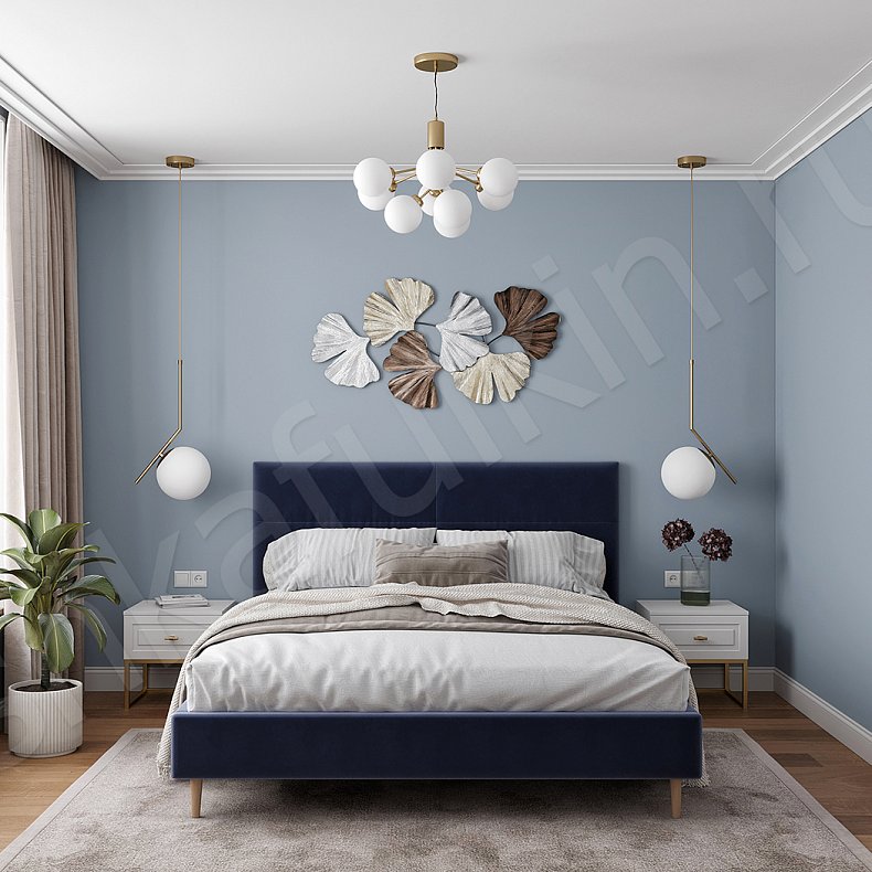 Шкаф Брикелл Белый Синий Светлые Классика 6и створчатые Спальня Для вещей 12