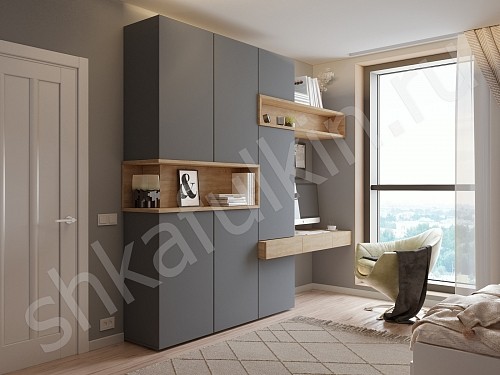 Изображение цвета Шкаф с рабочей зоной Джамбо Древесный Прованс 4х створчатые Спальня 