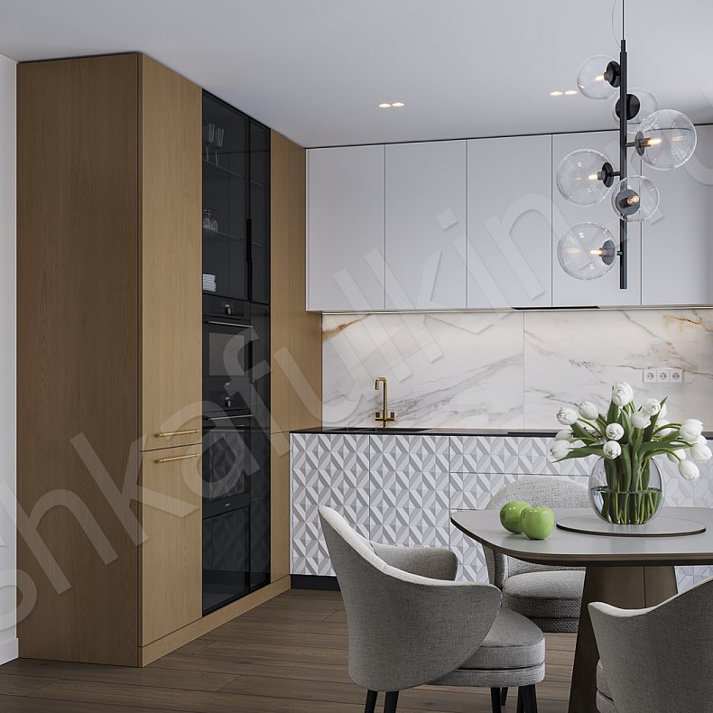 Кухня Эльма Светлые Древесный Белый Неоклассика   Для посуды