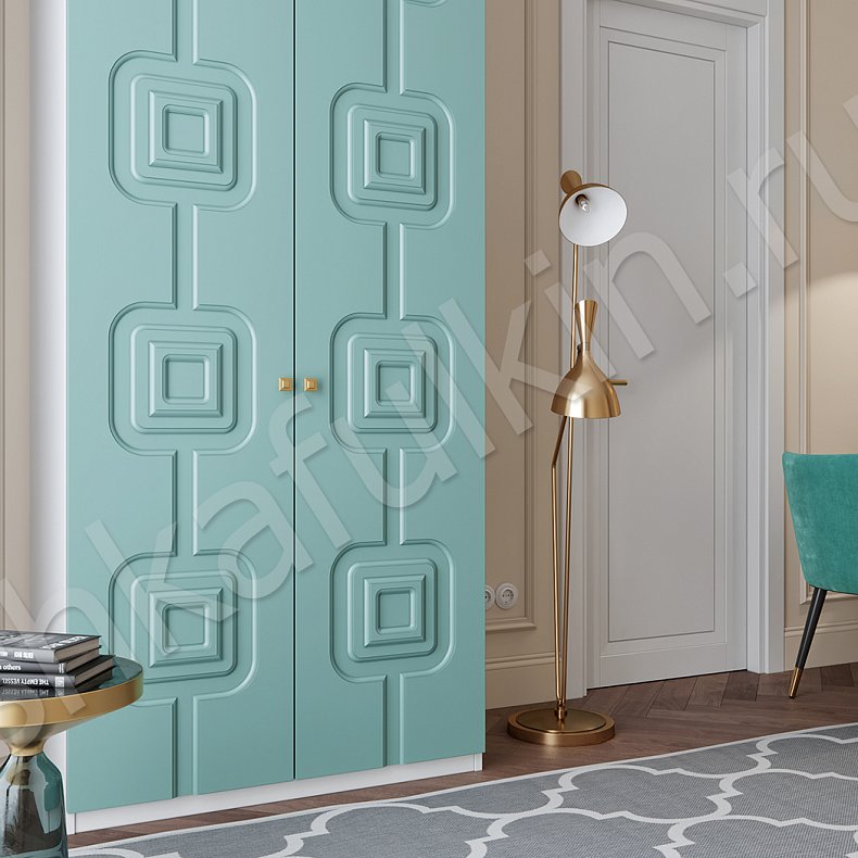 Изображение Корпусный шкаф Тиффани Зеленый Светлые Цветной Модерн 2х створчатые Гостиная Для вещей 2