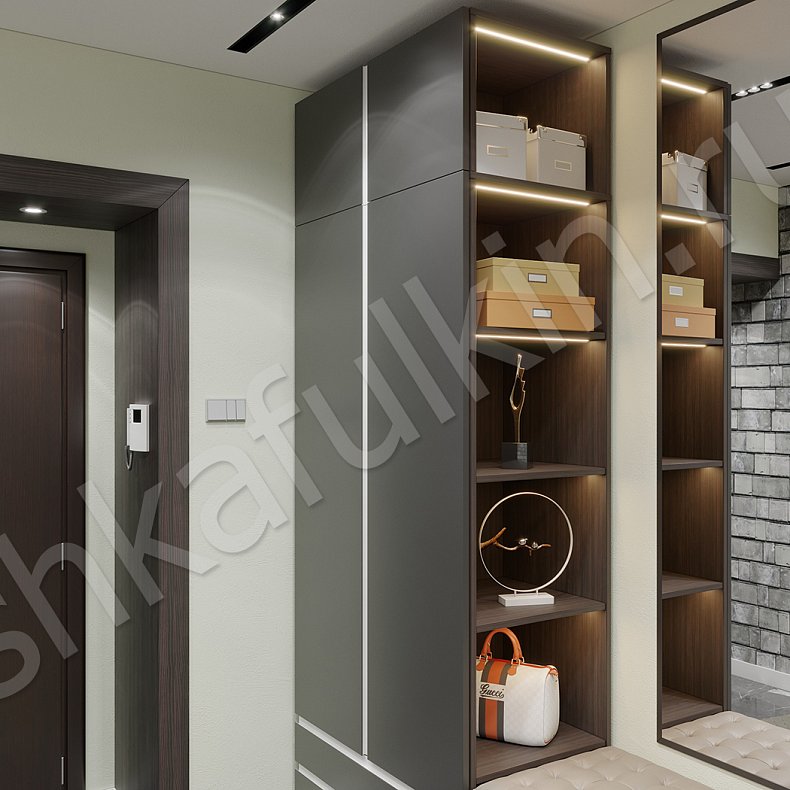 Шкаф в прихожую Торро Темные Серый Лофт 4х створчатые Прихожая Для вещей 2