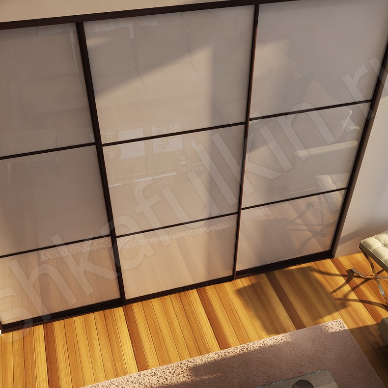 Шкаф-купе со стеклом Джуно Светлые Коричневый Современный 3х створчатые Гостиная Для вещей 3