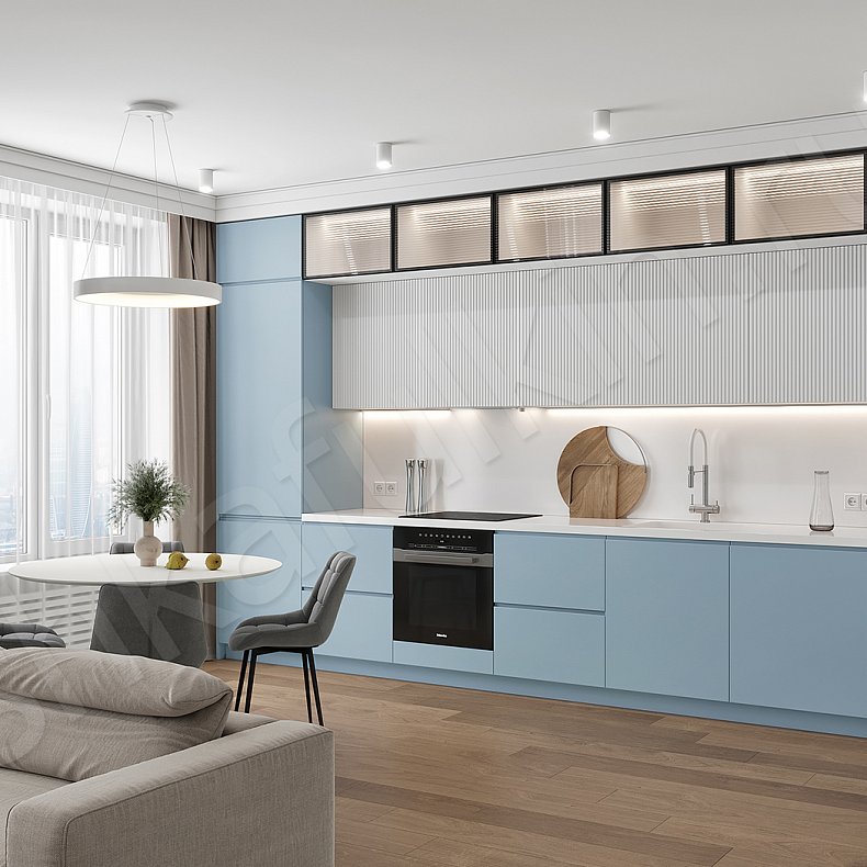 Кухня Шондер Светлые Синий Цветной Белый Современный   Для посуды 1