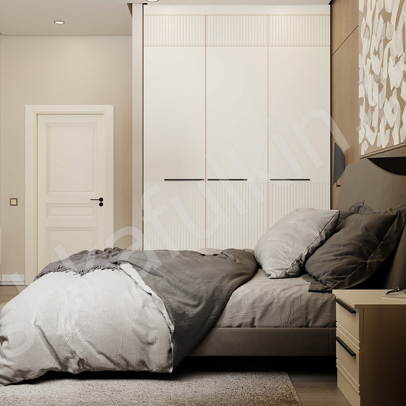 Изображение Гарнитур Янсен Белый Светлые Минимализм 3х створчатые Спальня Для вещей 2