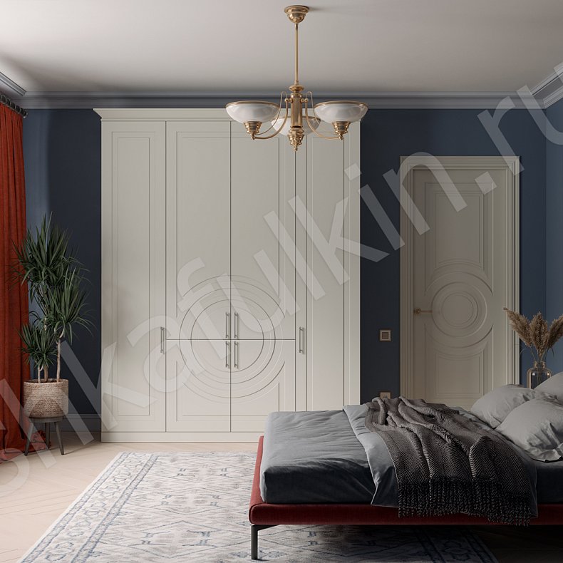 Изображение Шкаф Линдор Светлые Белый Неоклассика 4х створчатые Спальня Для вещей 1