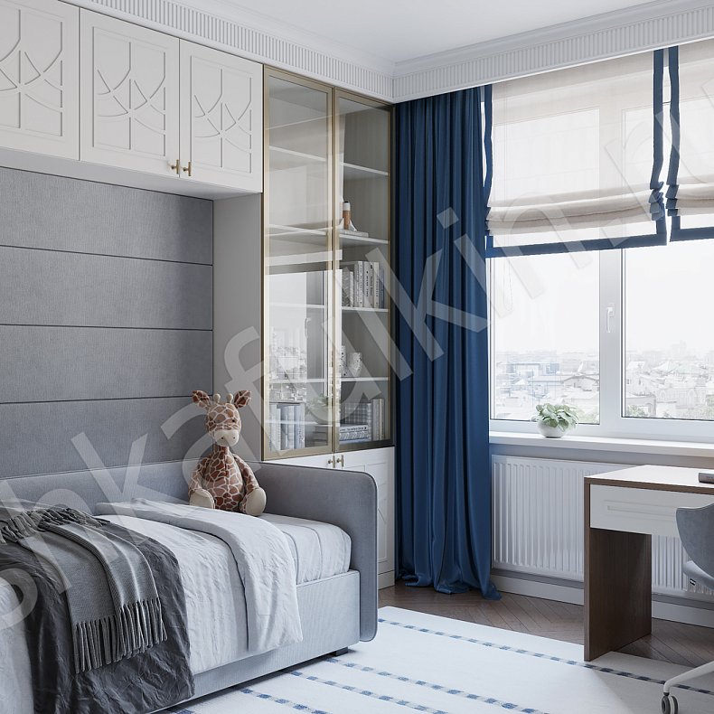 Изображение Детская Стефани Белый Неоклассика 2х створчатые Детская Для белья Для книг Для декора Для вещей 1