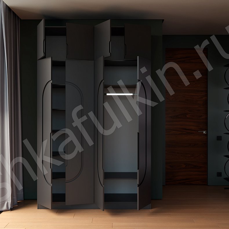 Изображение Шкаф Байт Черный Белый Современный 4х створчатые Гостиная Для вещей 5