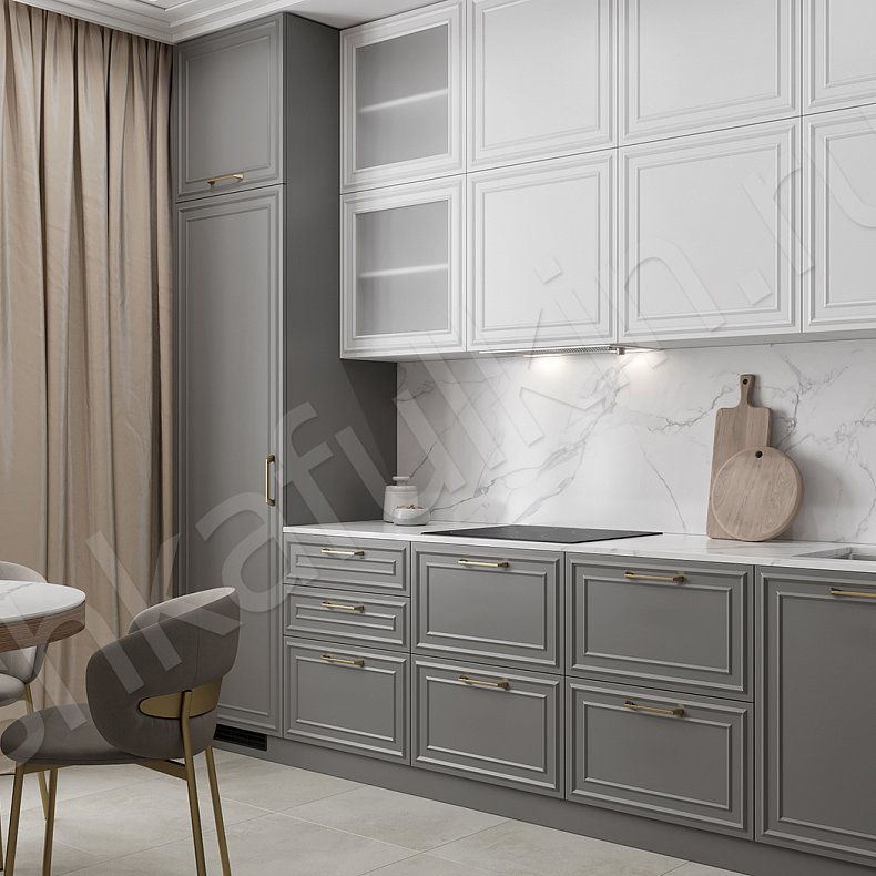 Изображение Кухня Агата Grey Серый Светлые Белый Неоклассика Для посуды 3