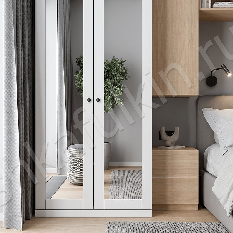 Изображение Гарнитур Грейси Белый Древесный Светлые Современный 4х створчатые Спальня Для книг Для вещей 3