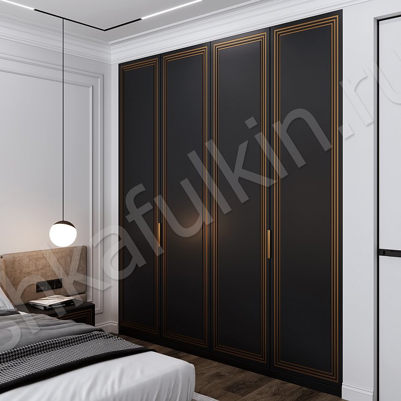 Стенка Дракула Темные Золото Черный Современный 4х створчатые Спальня Для вещей