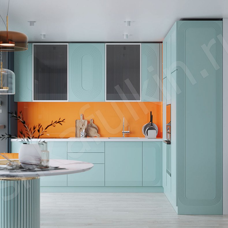 Изображение Кухня Дзен Цветной Синий Светлые Современный Для посуды 7