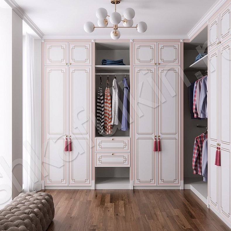 Гардеробная Сюзанна Золото Белый Классика 6и створчатые Гардеробная Для вещей Для белья 1