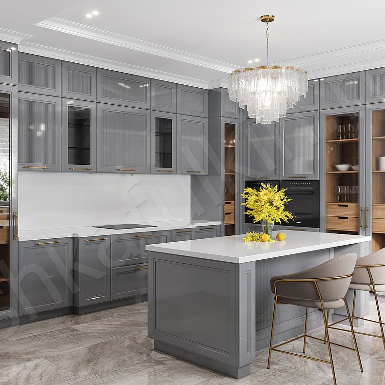 Кухня Минотти Серый Светлые Неоклассика   Для посуды Для декора