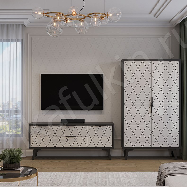 Гарнитур Нуар Светлые Белый Неоклассика  Спальня Под ТВ Для декора