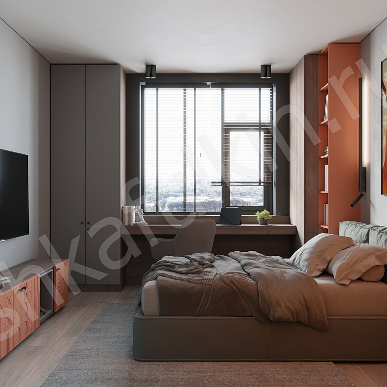 Изображение Шкаф Фабрицио Цветной Красный Светлые Современный 4х створчатые Спальня Для вещей 2