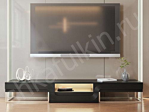 Изображение цвета Тумба напольная Дзен Black Черный Темные Минимализм 3х створчатые Спальня Для книг Для декора Под ТВ