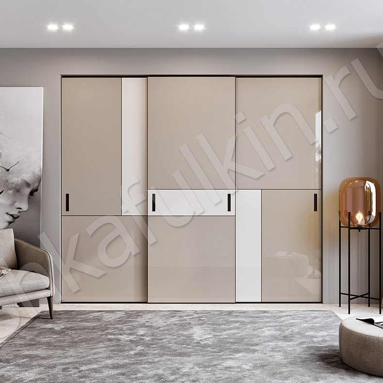 Изображение Встроенный шкаф-купе Диего Коричневый Светлые Хай-тек 3х створчатые Гостиная Для вещей 1