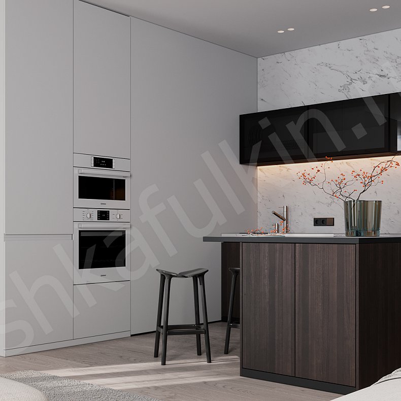 Изображение Кухня Луксор Темные Древесный Современный   Для посуды 3