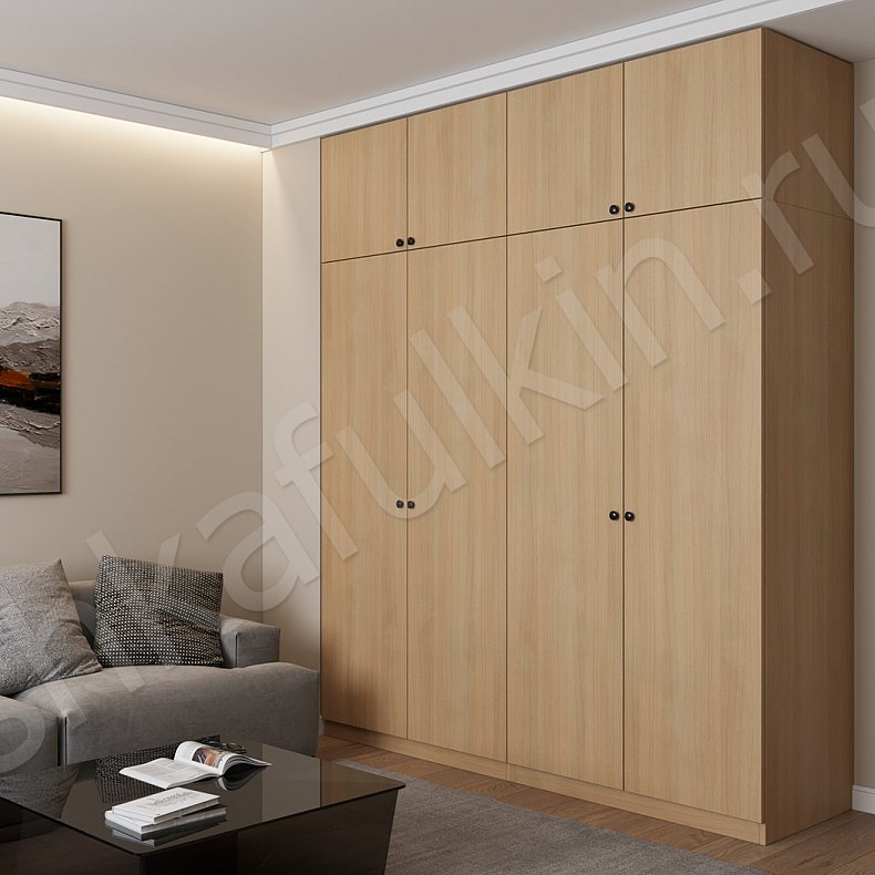 Изображение Шкаф Фостер Древесный Белый Коричневый Серый Светлые Темные Минимализм 4х створчатые Гостиная Для белья Для вещей 6