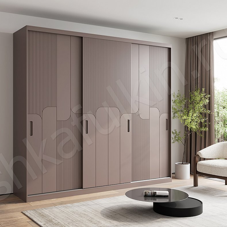 Шкаф-купе Амадео Светлые Современный 3х створчатые Гостиная Для вещей 5