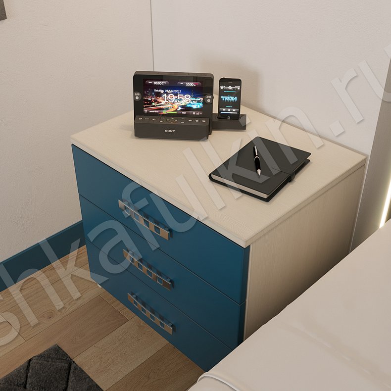 Изображение Шкаф Понтиак Цветной Синий Темные Минимализм 4х створчатые Спальня Для белья Для вещей 2