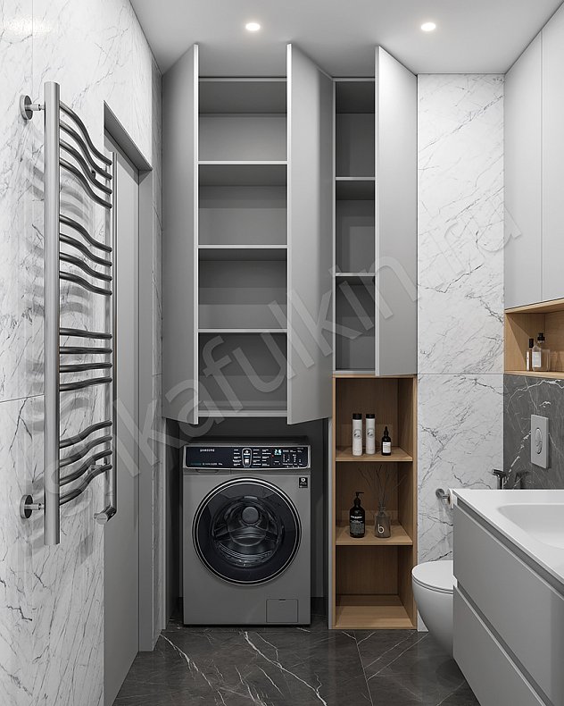 Мебель в ванную Дидро Серый Светлые Древесный Современный   Для вещей 3