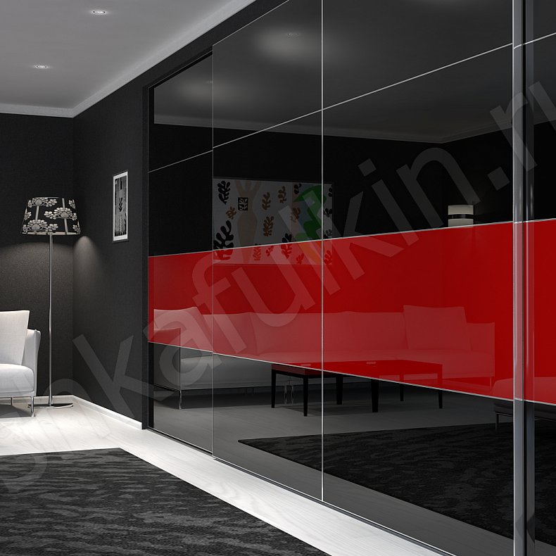 Изображение Встроенный шкаф-купе Тарантино Черный Цветной Красный Темные Модерн Спальня Для белья Для вещей 3