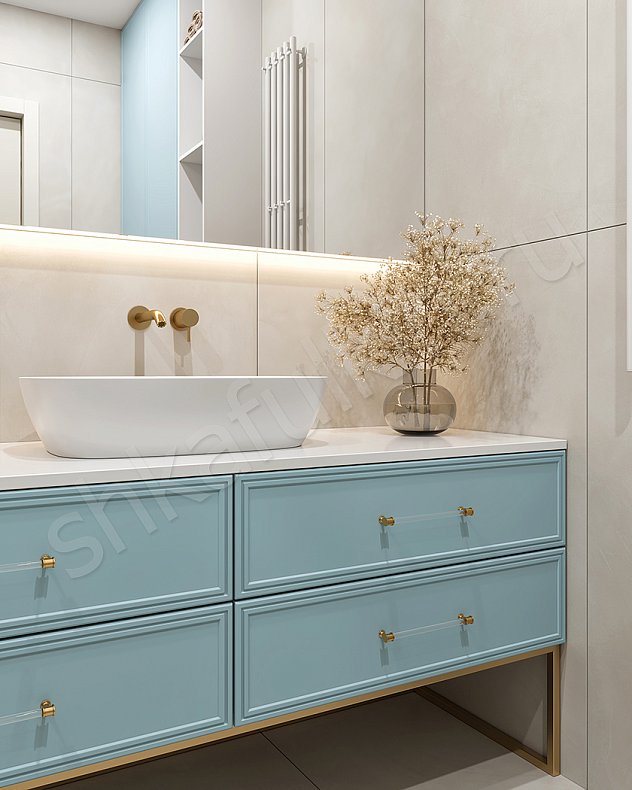 Мебель в ванную Минор Светлые Синий Цветной Классика   Для вещей 4