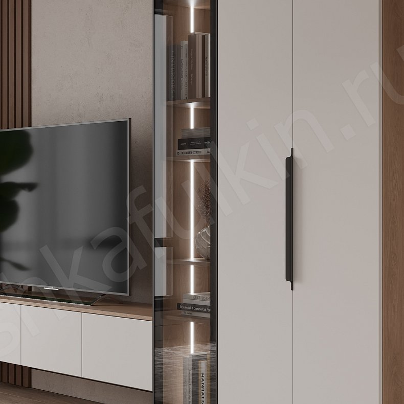 Изображение Стенка Максвелл Белый Светлые Современный 3х створчатые Гостиная Для книг Для вещей 4