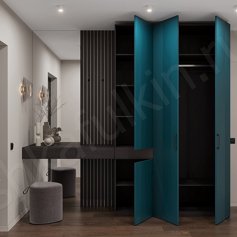 Изображение Прихожая Альтаир Зеленый Темные Древесный Современный 3х створчатые Прихожая Для вещей 4