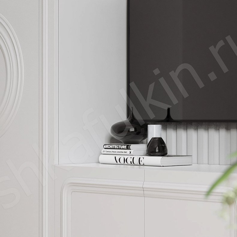 Изображение Стенка Санмарино Белый Светлые Неоклассика 4х створчатые Спальня Под ТВ Для вещей 4