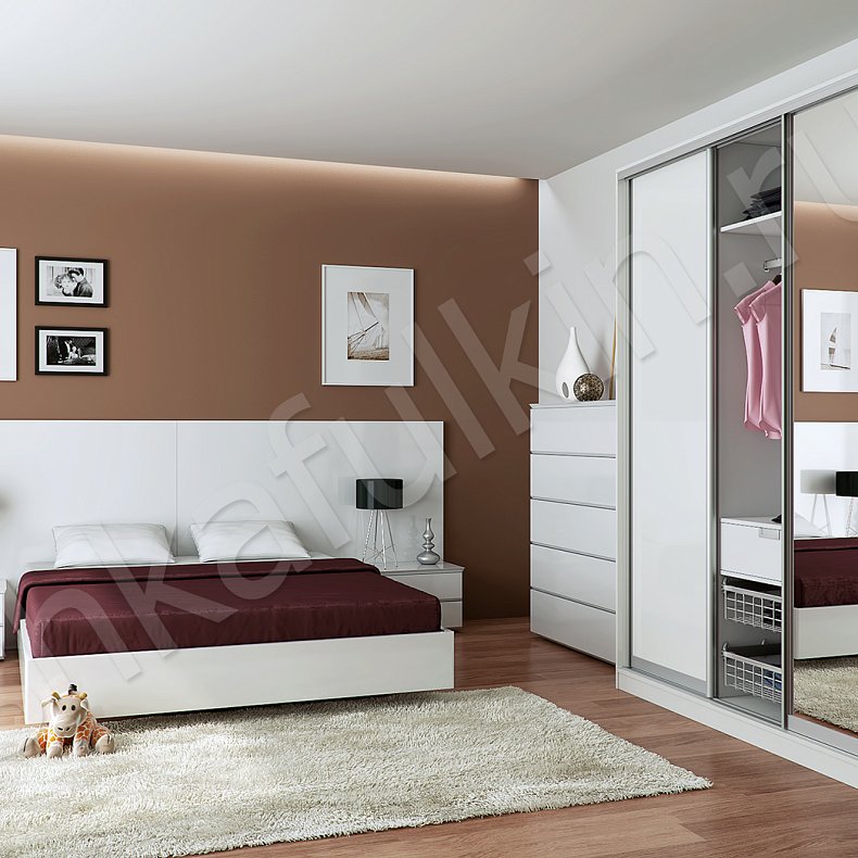 Шкаф-купе Плюмерия Светлые Белый Современный 3х створчатые Спальня Для вещей 2