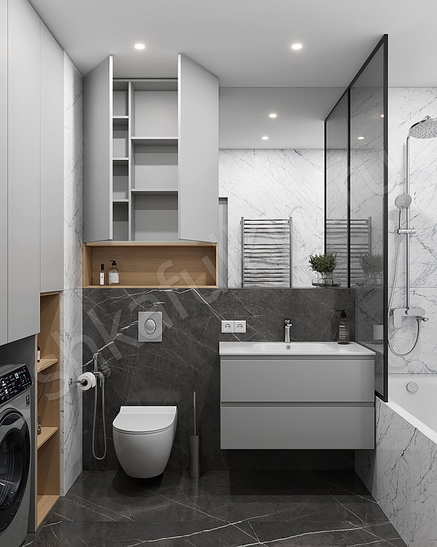 Мебель в ванную Дидро Серый Светлые Древесный Современный   Для вещей 1