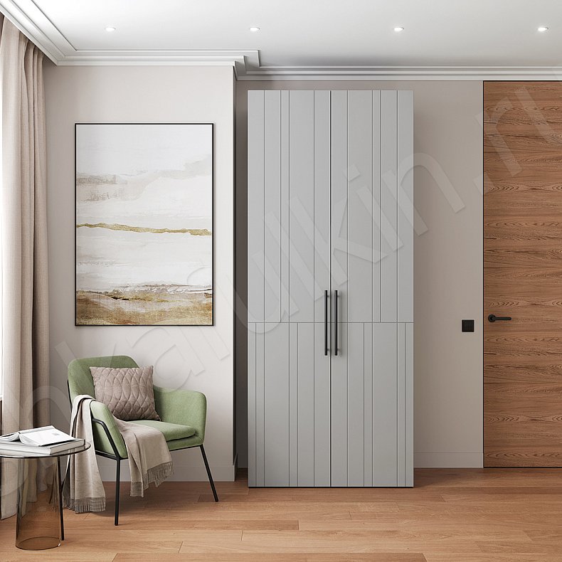 Изображение Шкаф Норкленд Серый Модерн 2х створчатые Гостиная Для вещей 1