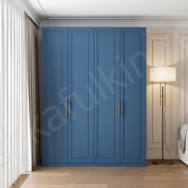 Изображение Шкаф Эстель Цветной Синий Неоклассика 4х створчатые Гостиная Для вещей 2