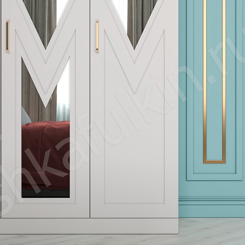 Изображение Шкаф Синема Белый Цветной Синий Светлые Современный 4х створчатые Спальня Для вещей 4