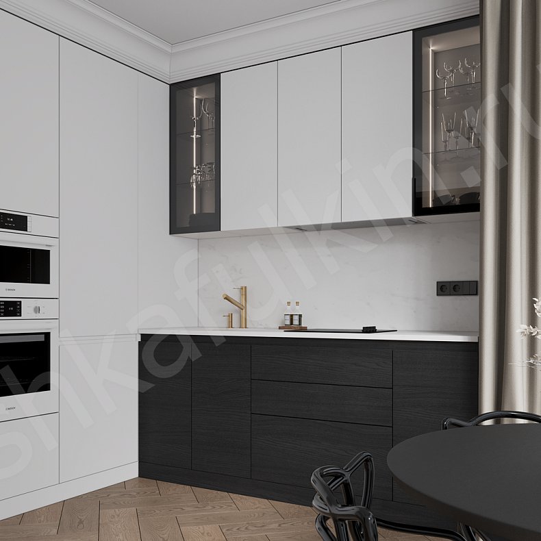 Изображение Кухня Шелли Черный Белый Современный   Для посуды 2