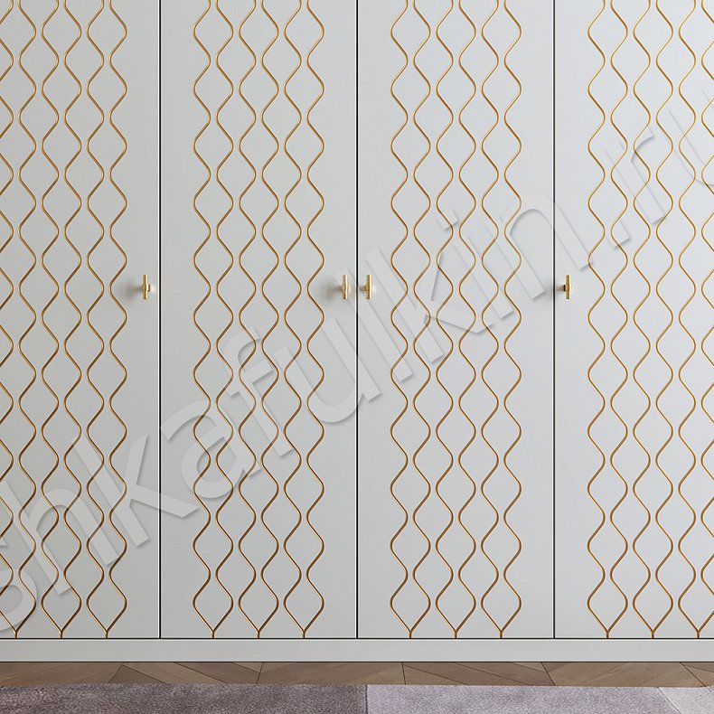 Изображение Распашной шкаф Кармен Светлые Золото Белый Классика 4х створчатые Гостиная Для вещей 4