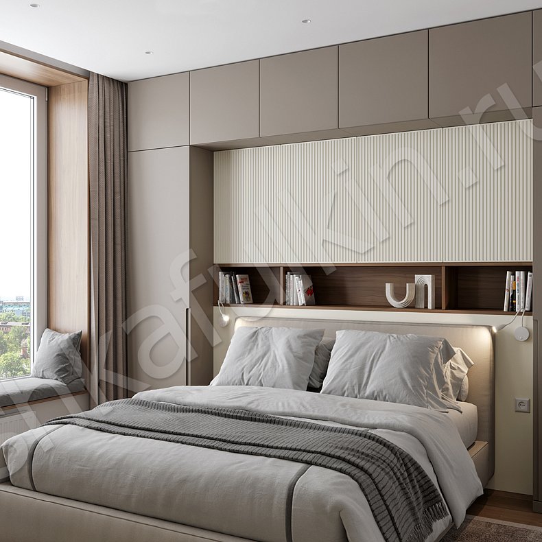 Изображение Гарнитур Марта Коричневый Светлые Современный 2х створчатые Спальня Для книг Под ТВ Для вещей 2