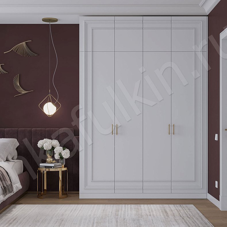 Спальня Джорджия Белый Светлые Неоклассика 4х створчатые Спальня Для белья Для вещей 1