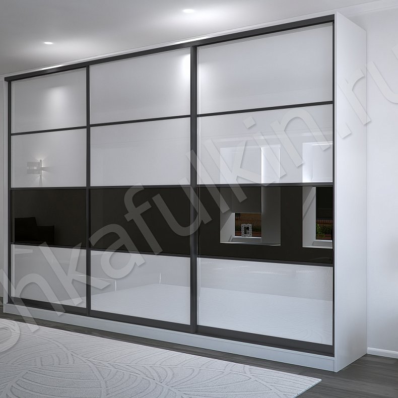 Изображение Корпусный шкаф-купе Дафнис Белый Светлые Хай-тек 3х створчатые Гостиная Для вещей 7