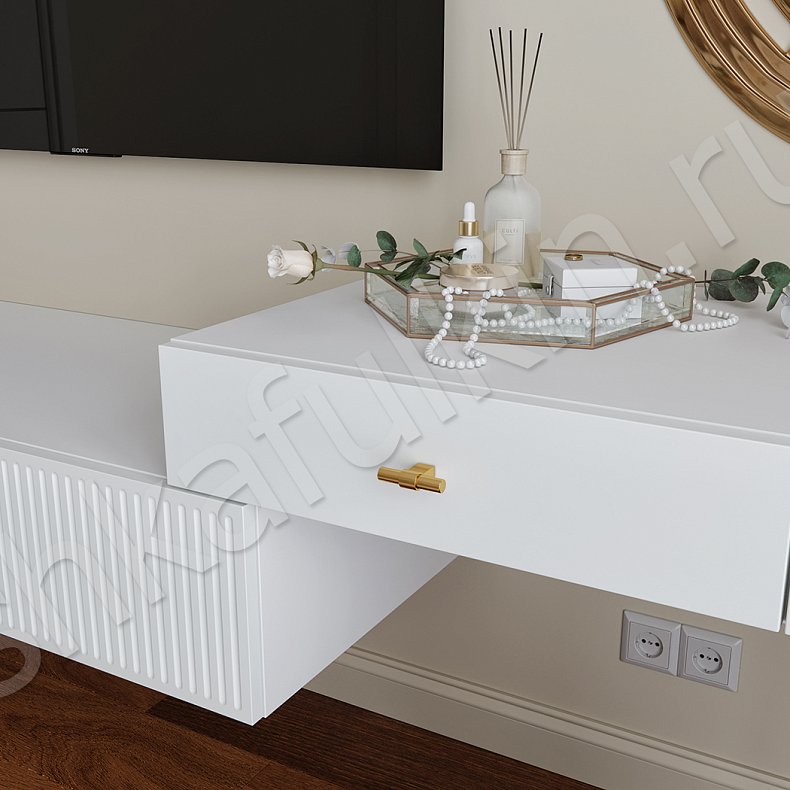 Изображение Гарнитур Невада Белый Светлые Неоклассика 2х створчатые Спальня Под ТВ Для вещей 2