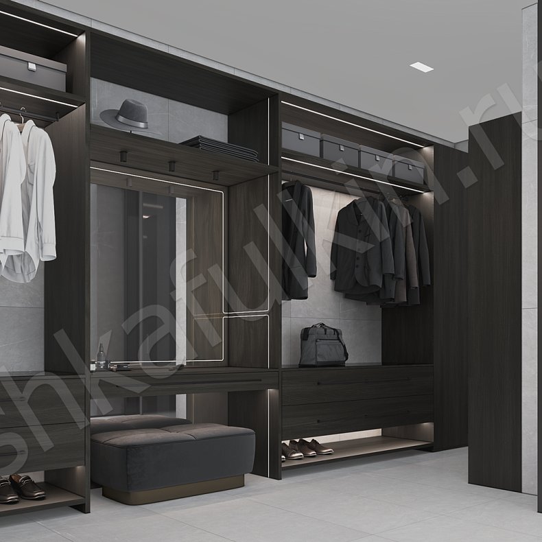 Гардеробная Конкорд Древесный Черный Современный  Гардеробная Для вещей Для белья